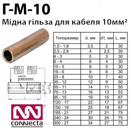 Гільза мідна кабельна М-10