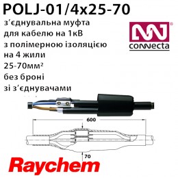З'єднувальна муфта POLJ-01/4x25-70 для кабелю з полімерною ізоляцією без броні